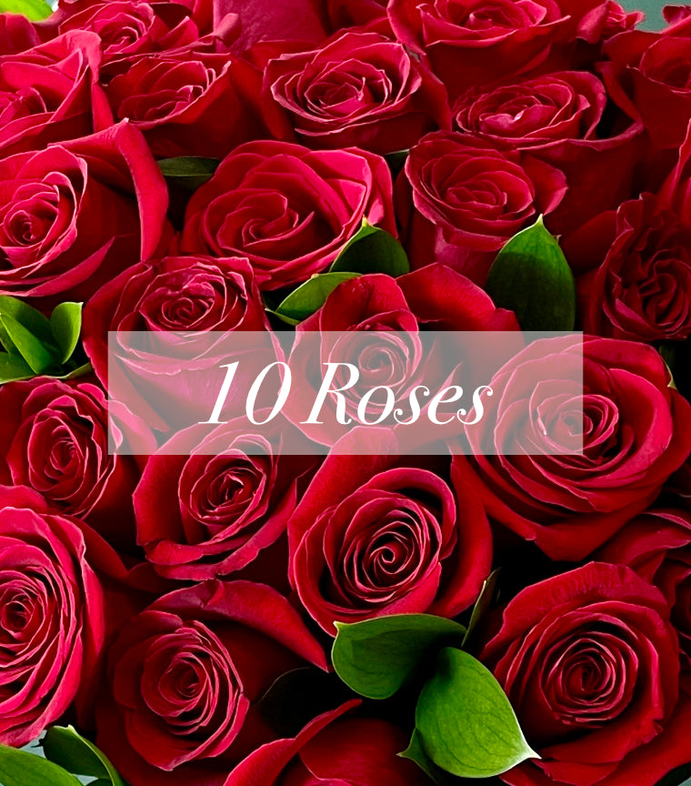 10 longues roses rouges pour la fête des mères, boîte de 1 500 M