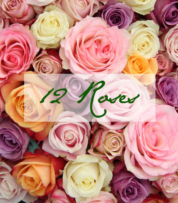 Bouquet de 12 roses pastel classiques