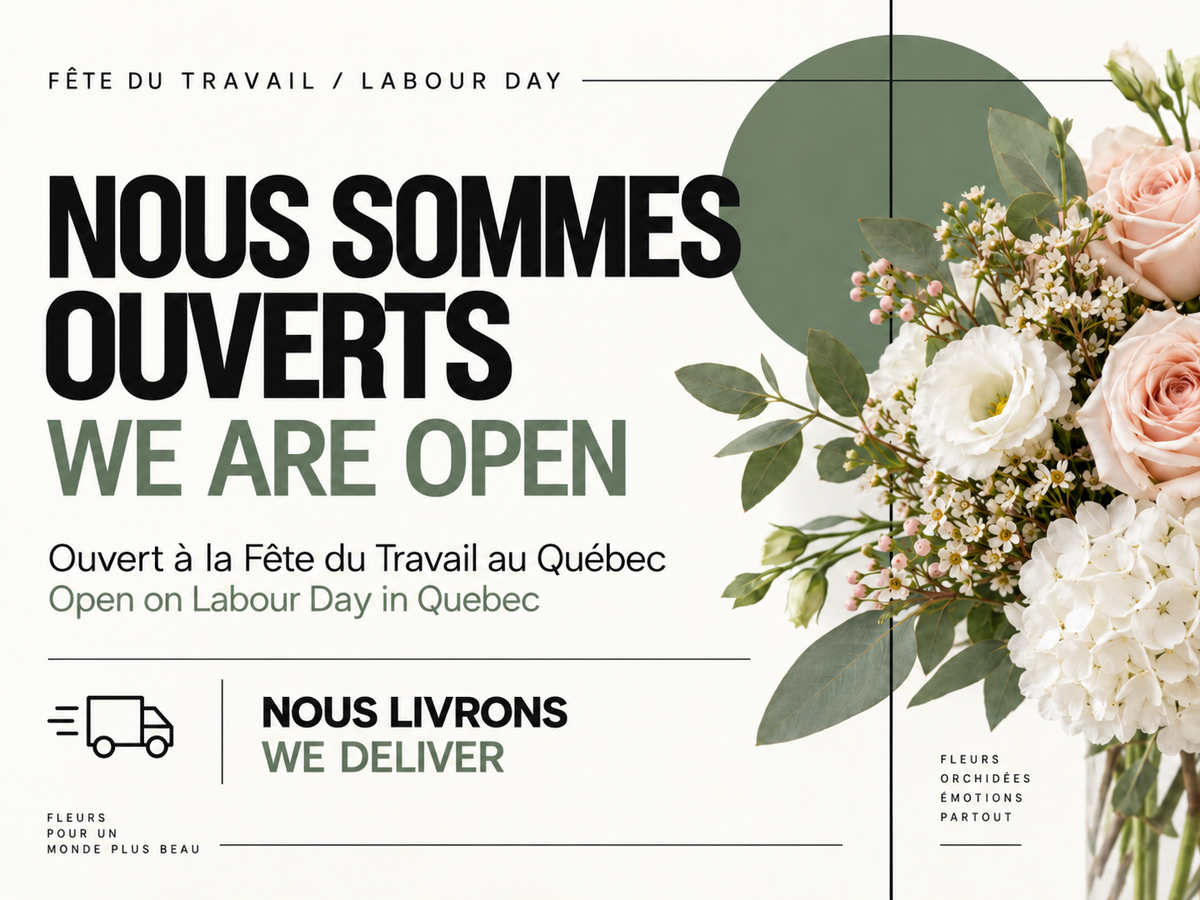 Montreal florist open on Labour Day with flower and orchid delivery
