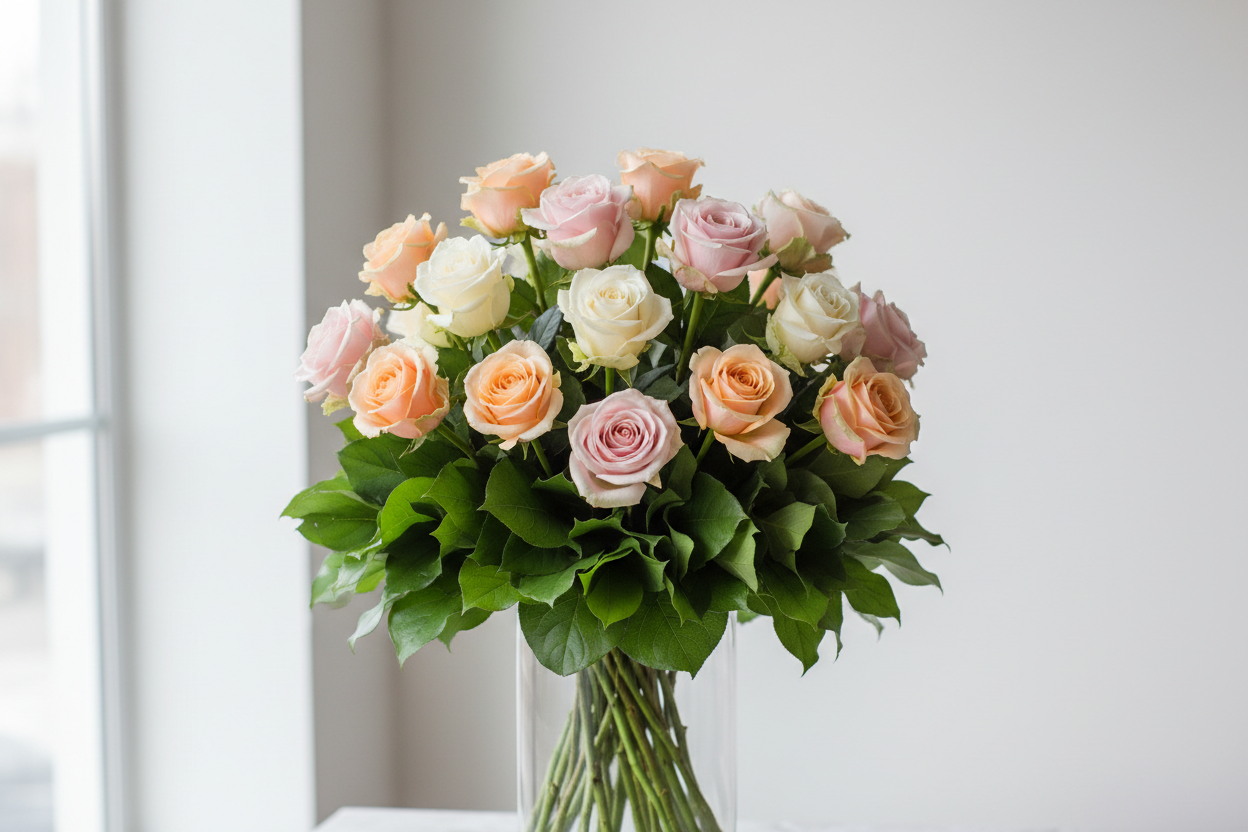 12 Classic Pastel Roses bouquet