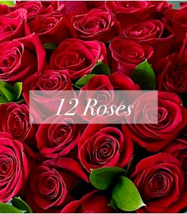 12 LONG RED ROSES BOUQUET VALENTINE